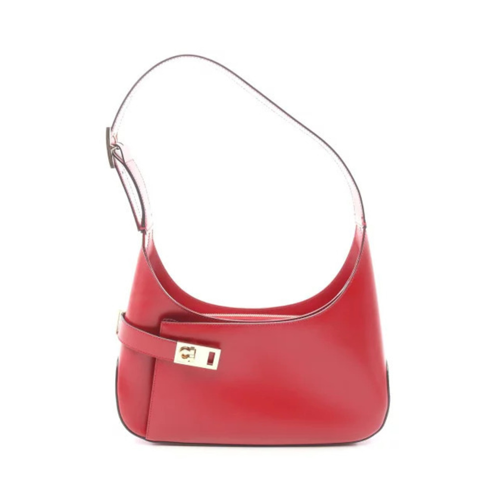 Salvatore Ferragamo Gancini Hobo Bag Shoulder Leather Red